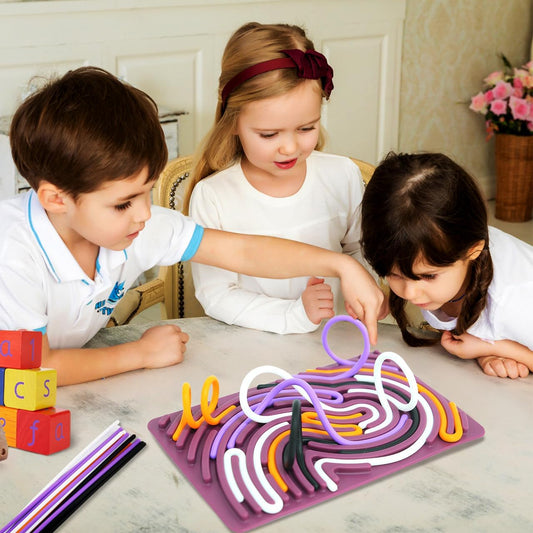 child using calming sensory activity board for autism anxiety relief