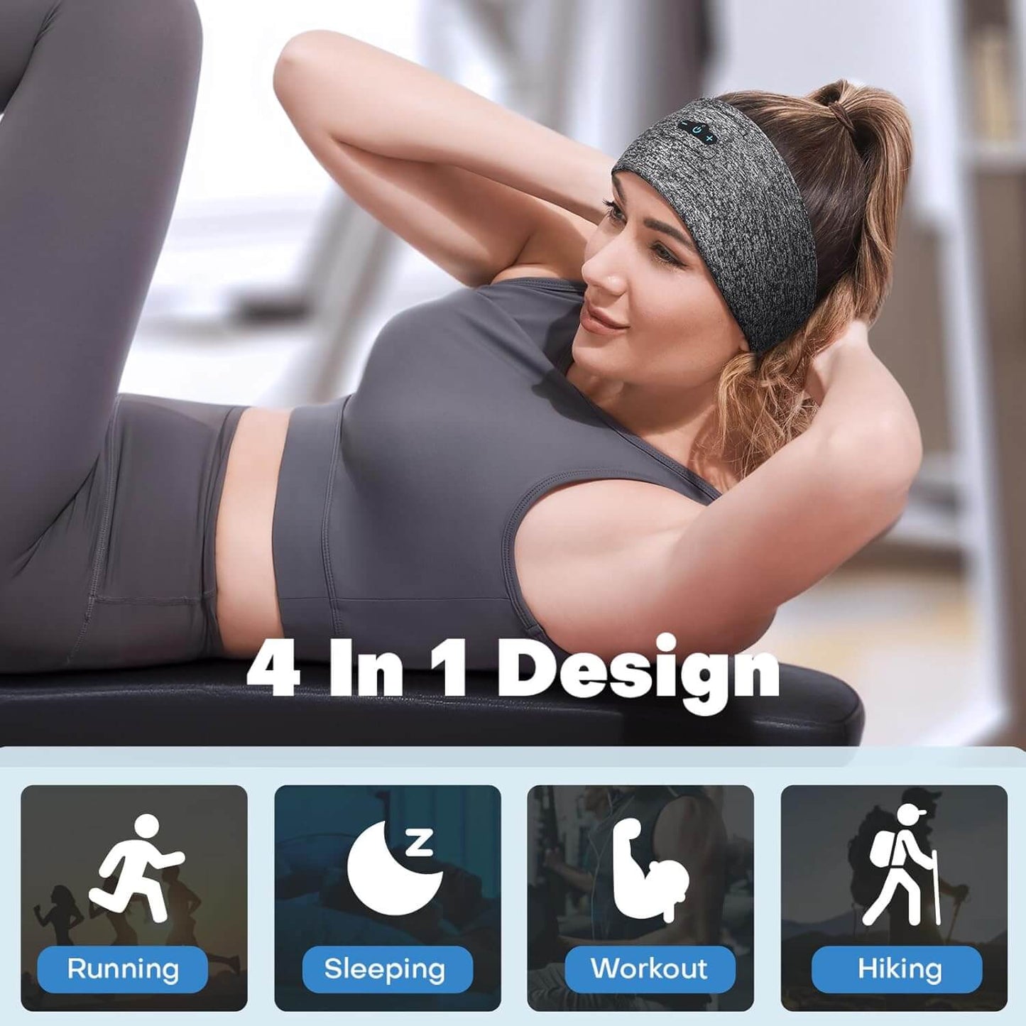 Relaxing Bluetooth Sleep Headband – Headphones & Eye Mask in One