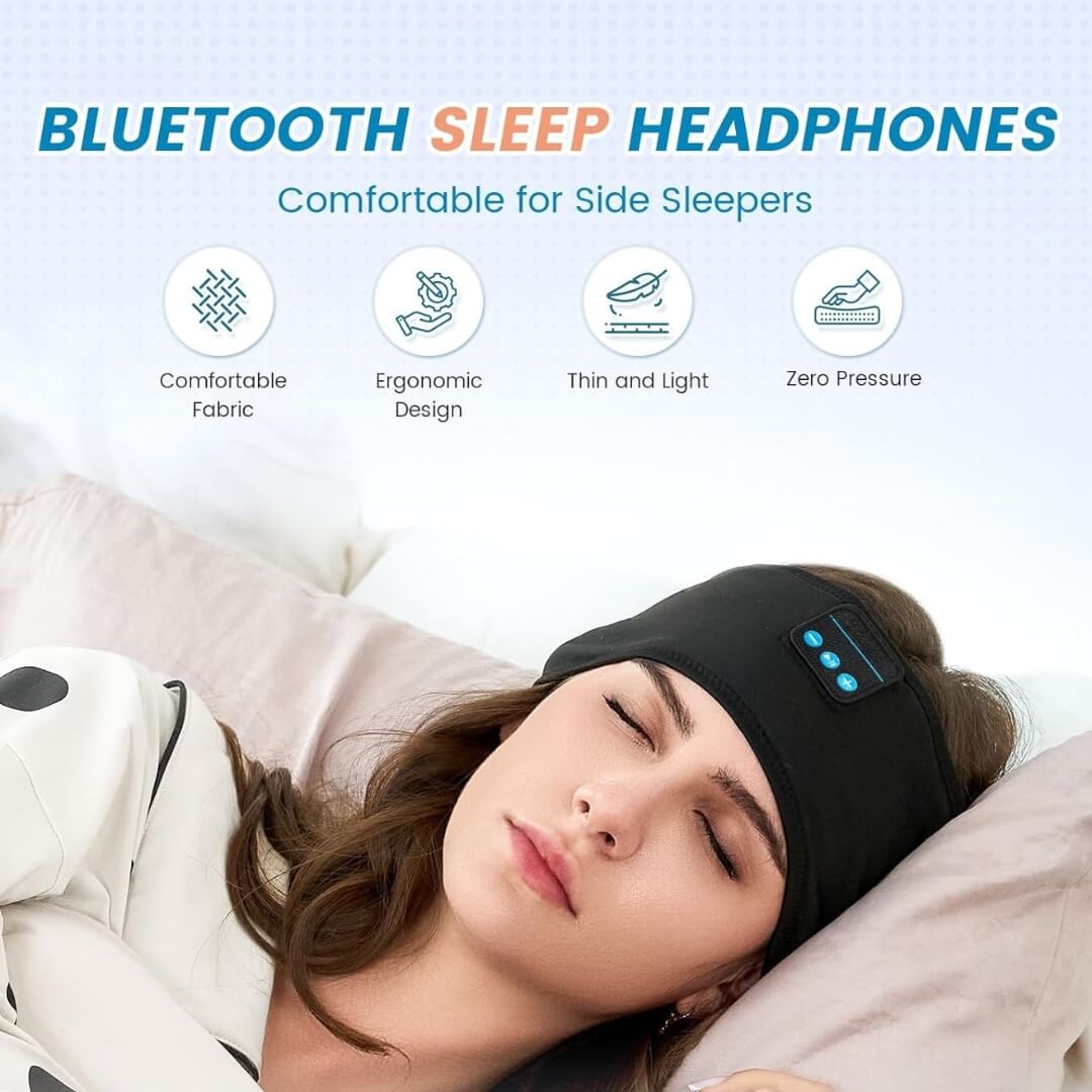 Relaxing Bluetooth Sleep Headband – Headphones & Eye Mask in One