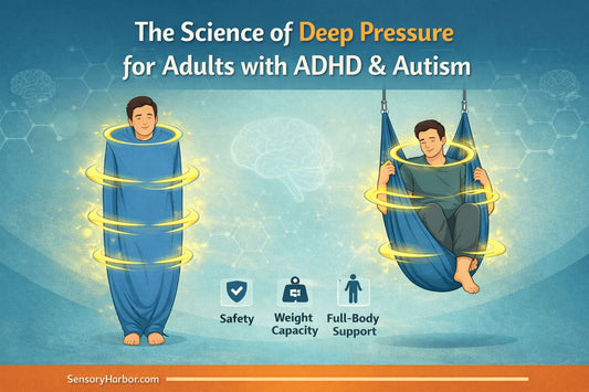 Adult sensory swing full-body deep pressure for ADHD regulation by Sensory Harbor