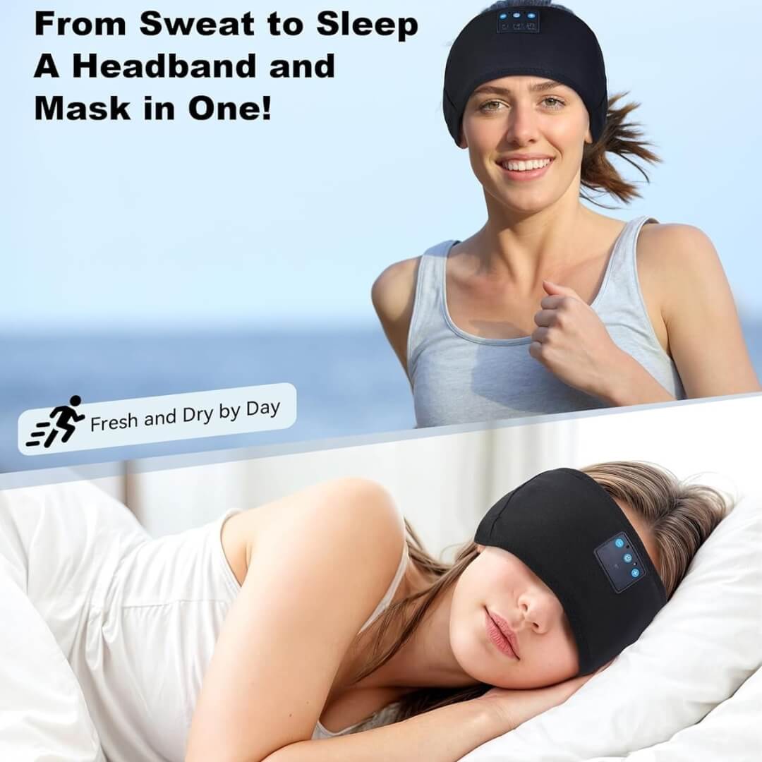 Relaxing Bluetooth Sleep Headband – Headphones & Eye Mask in One