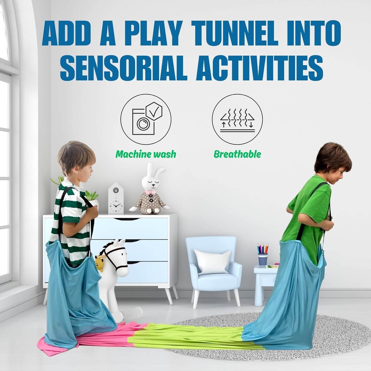 Calming Sensory Compression Tunnel for Kids with Autism, ADHD & SPD | SensoryHarbor™
